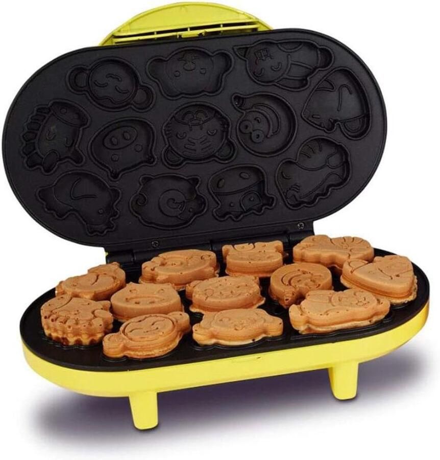 Cupcake Maker Wafelijzer Cartoon Ontbijt Maken Dubbelzijdig Verwarmen 12 Stukken Geel