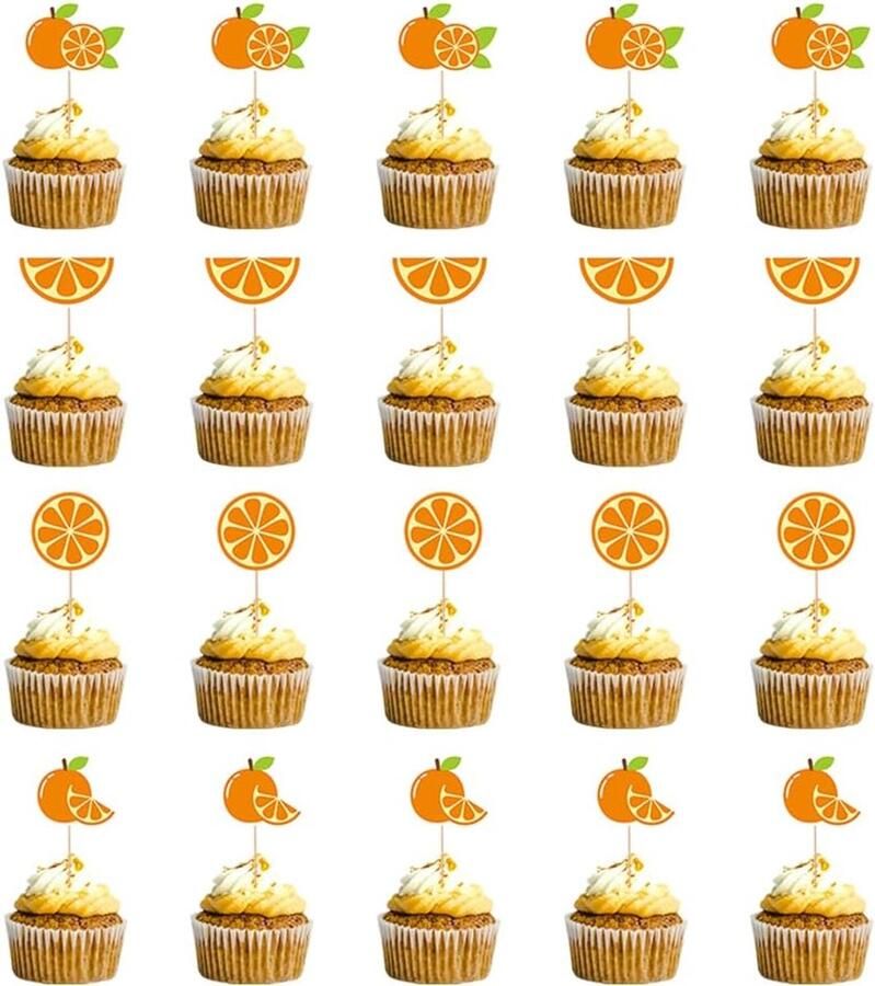 Cupcake Topper Zomer Fruit Cupcake Topper Citrus Thema Cake Topper Zomer Strand Party Cake Decor (24 stuks)