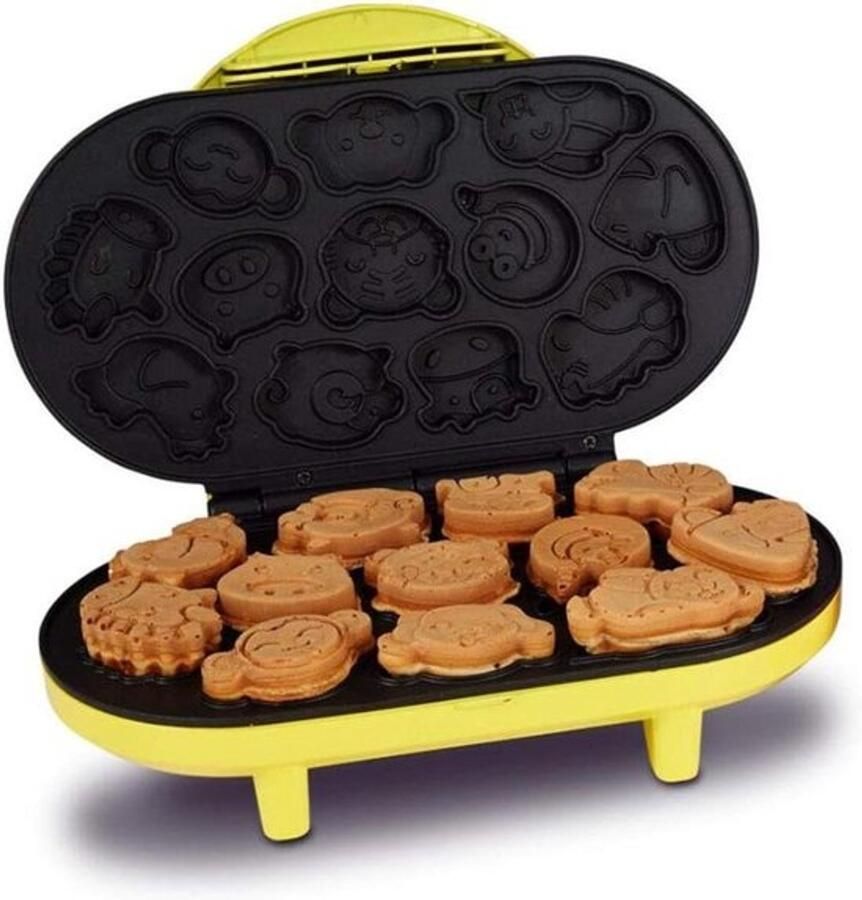 Cupcakemaker Cartoonwafelijzer Ontbijt bereiden Dubbelzijdige verwarming 12 stuks Geel