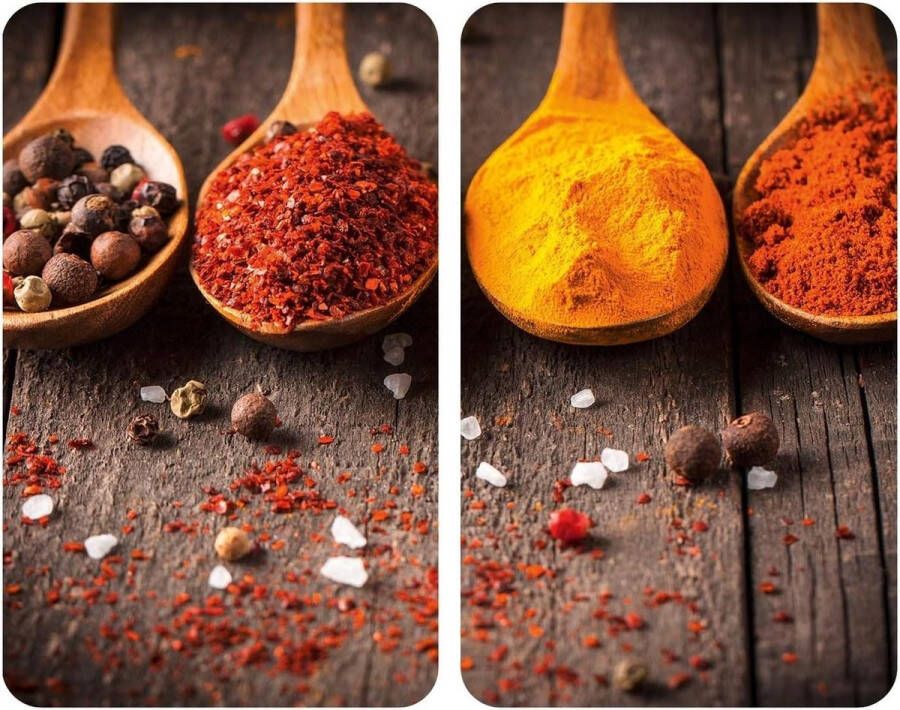 Curry Glass kookplaatbescherming set van 2 kookplaatafdekking keramische of inductiekookplaat gehard glas 30 x 08 x 52 cm meerkleurig keukenaccessoires spatbescherming