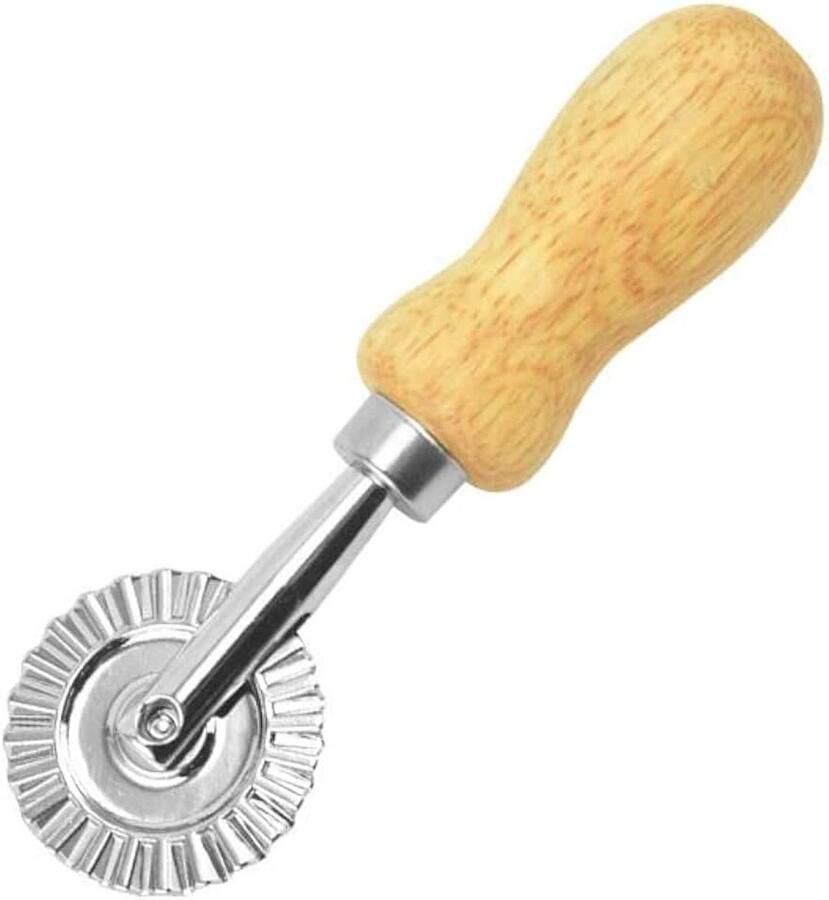Cutter Seal met ronde rolvorm robuust en stabiel met houten handvat en geribbelde rand spaghettipers voor thuis en keuken decoratie zelfgemaakt 3 5 cm diameter