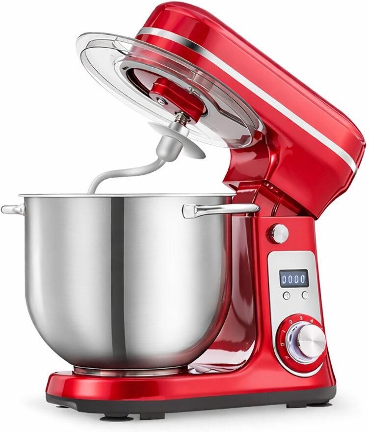 CYRO Deegmachine Kneedmachine Elektrische Deegmixer Keukenmachine 6L 6 Versnellingen RVS Stille Motor Rood