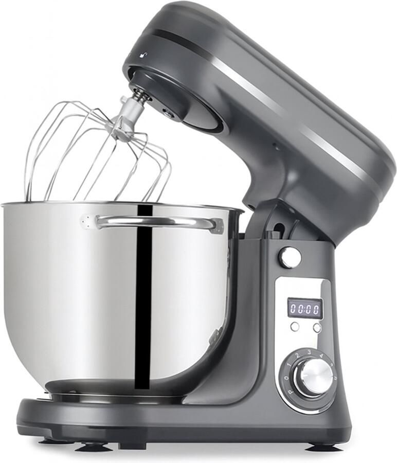 CYRO Deegmachine Kneedmachine Elektrische Deegmixer Keukenmachine 6L 6 Versnellingen Stille Motor Metaal Grijs