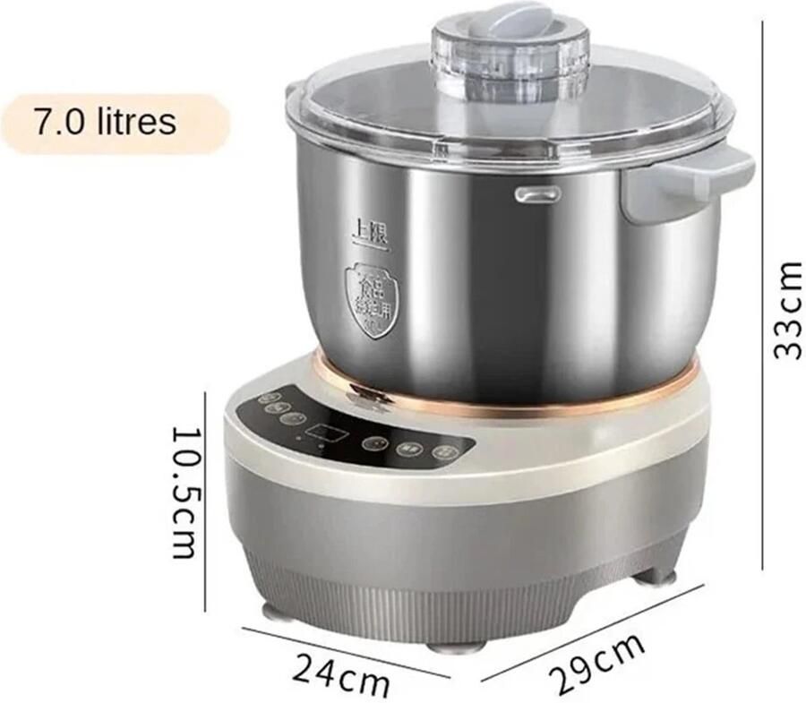 CYRO Deegmachine Kneedmachine Elektrische Deegmixer Keukenmachine Keukenrobot Keukenmixer 25 tot 38 graden met Gisting 7 Liter Roestvrijstaal Keukenmachines
