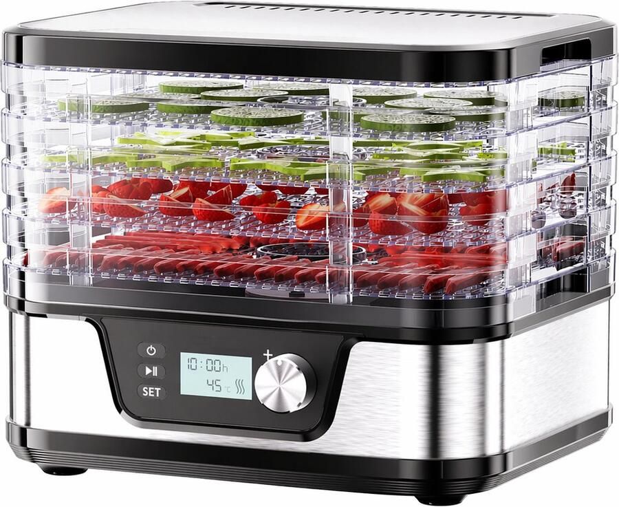 CYRO Voedseldroger Dehydrator Voedseldrogers Droogoven met Digitale Timer 35°C tot 75°C 10L Fruitdroger BPA vrij