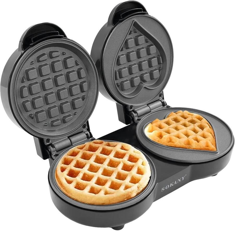 CYRO Wafelijzer Wafelmaker Wafelijzer Hartvorm Wafelijzers Keukenmachine met Antiaanbaklaag Elektrisch Zwart