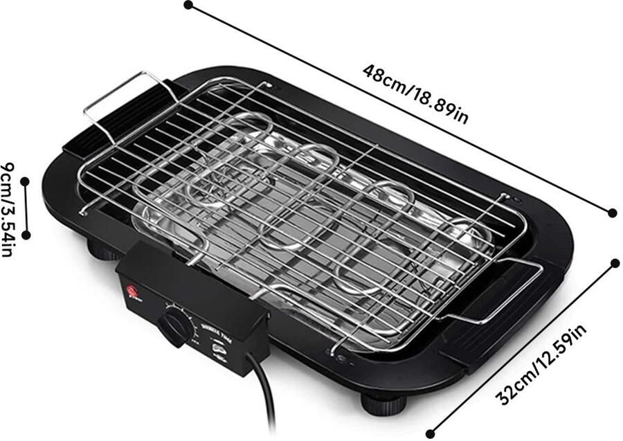 D&A Grill apparaat Tafelgrill Tafel bbq Tafelgrill electrisch Tafel grillplaat 6-traps temperatuurregeling