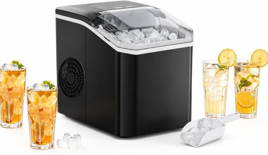 D&A Ijsblokjesmachine Ijsmachine Ijsblokjesmakers Produceert 9 ijsblokjes on 9 minuten 12KG 24uur Zelfreinigend
