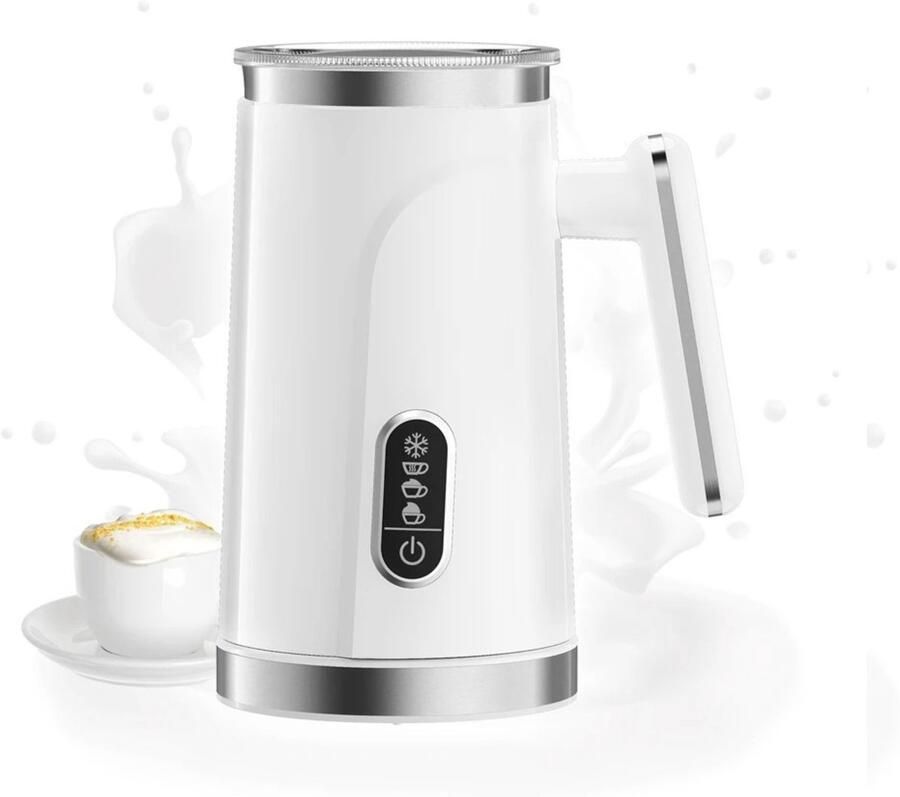 D&A Melkopschuimer elektrisch Melkklopper Schuimmaker Warm en koud LED aanraakscherm 5 in 1 Wit