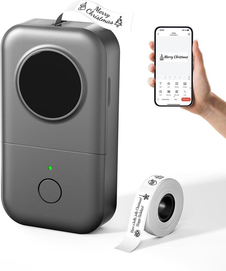 D30 Etikettenprinter Bluetooth Label Maker Machine Zelfklevende Etiketteerapparaat Mini labelprinter voor Thuis Keuken School Kantoor Etikettenprinter Compatibel met iOS & Android