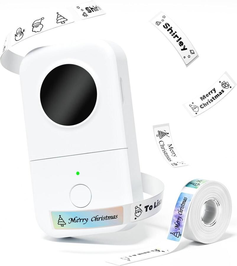 D30 Labelprinter Mini Bluetooth Thermische Labelprinter Compatibel met iOS- en Android-telefoons voor thuis in de keuken op school en op kantoor. Inclusief 1 Rollen Labelpapier