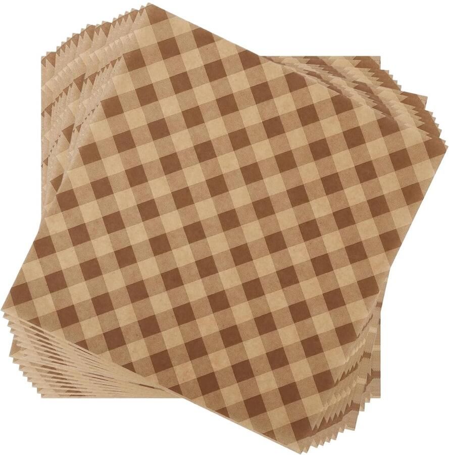 Dailygoods 100 Stuks Geruite Delicatessenpapiervellen voor Voedselpresentatie