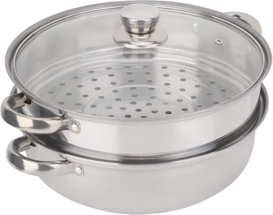 Dailygoods 2-Laags Roestvrijstalen Stoompot met Deksel voor Gezond Koken