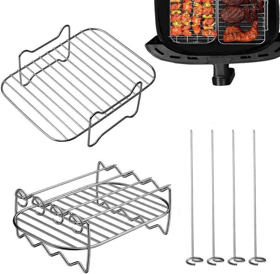 Dailygoods 2 Stuks Multifunctionele Heteluchtfriteuse Accessoires Grillrooster en Stootrand