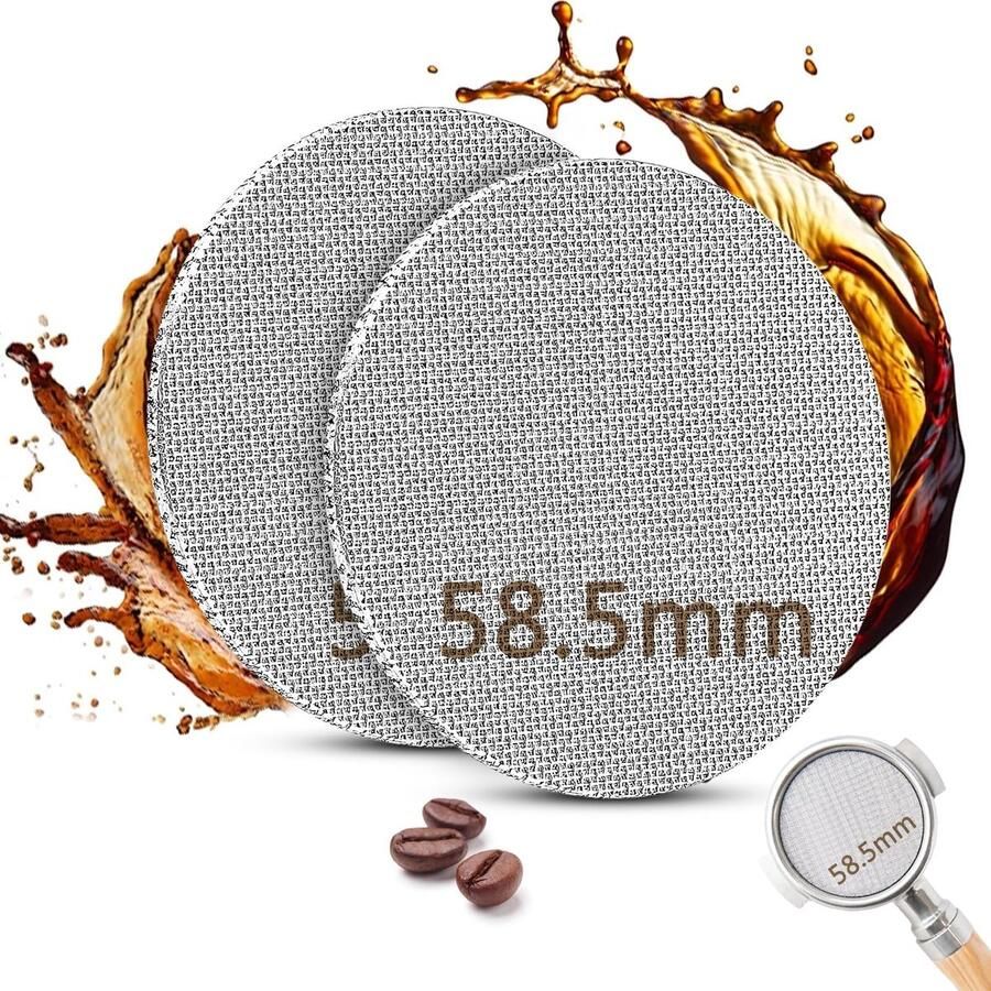 Dailygoods 2 Stuks Puck Screen 58.5mm voor Espresso Inclusief Reinigingsborstels