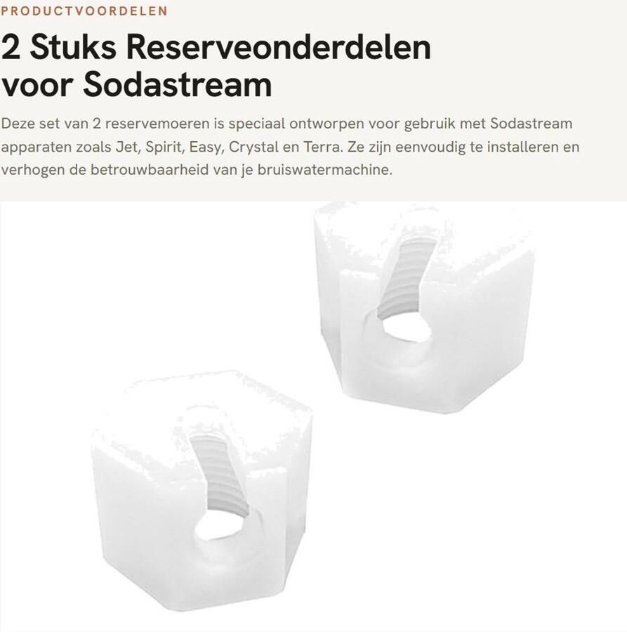 Dailygoods 2 Stuks Reserveonderdelen voor Sodastream Wartelmoer (Wit)
