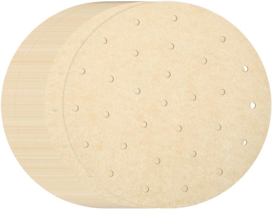 Dailygoods 200 Stuks Air Fryer Liners Ronde Bamboo Dampen met Gaten