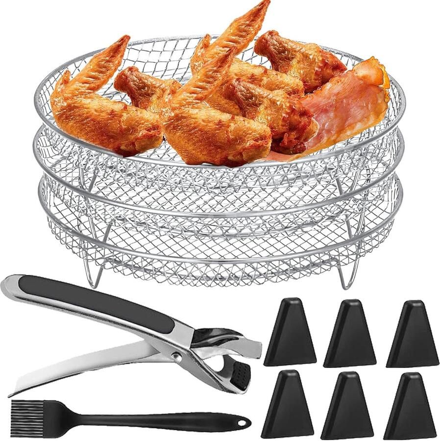 Dailygoods 3-Laags Ronde Air Fryer Rack Voor Ninja en Meer