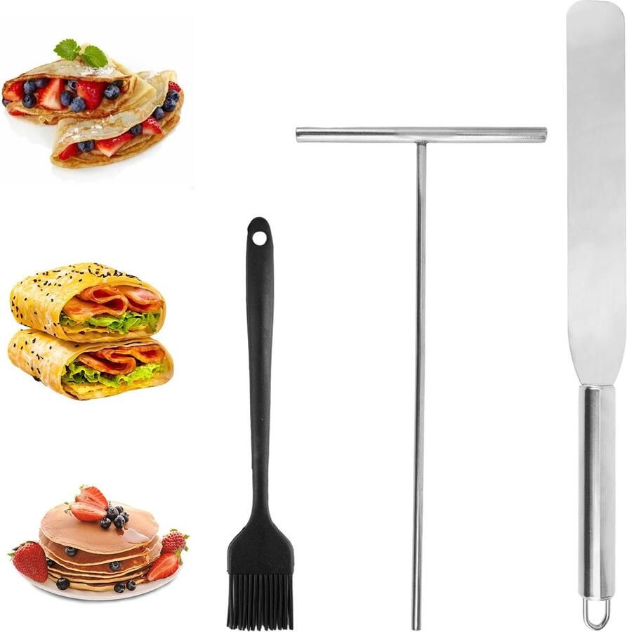 Dailygoods 3 Stuks Roestvrij Staal Crêpegereedschap Set voor Pannenkoeken