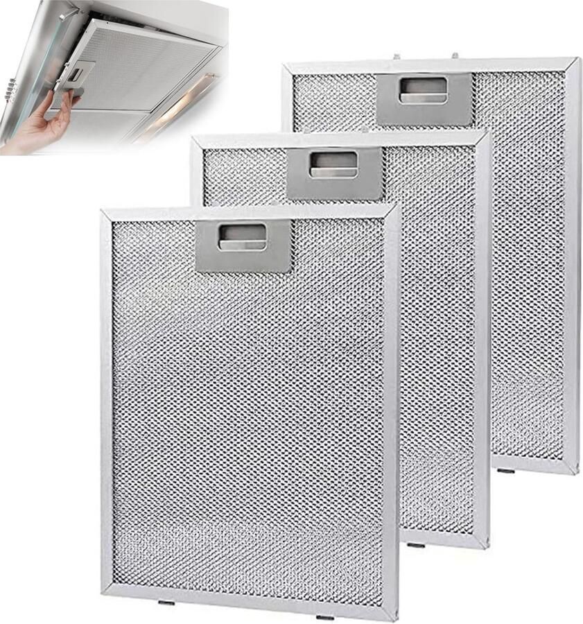 Omgoods 3 Stuks Vetfilters voor Afzuigkap Aluminium Mesh