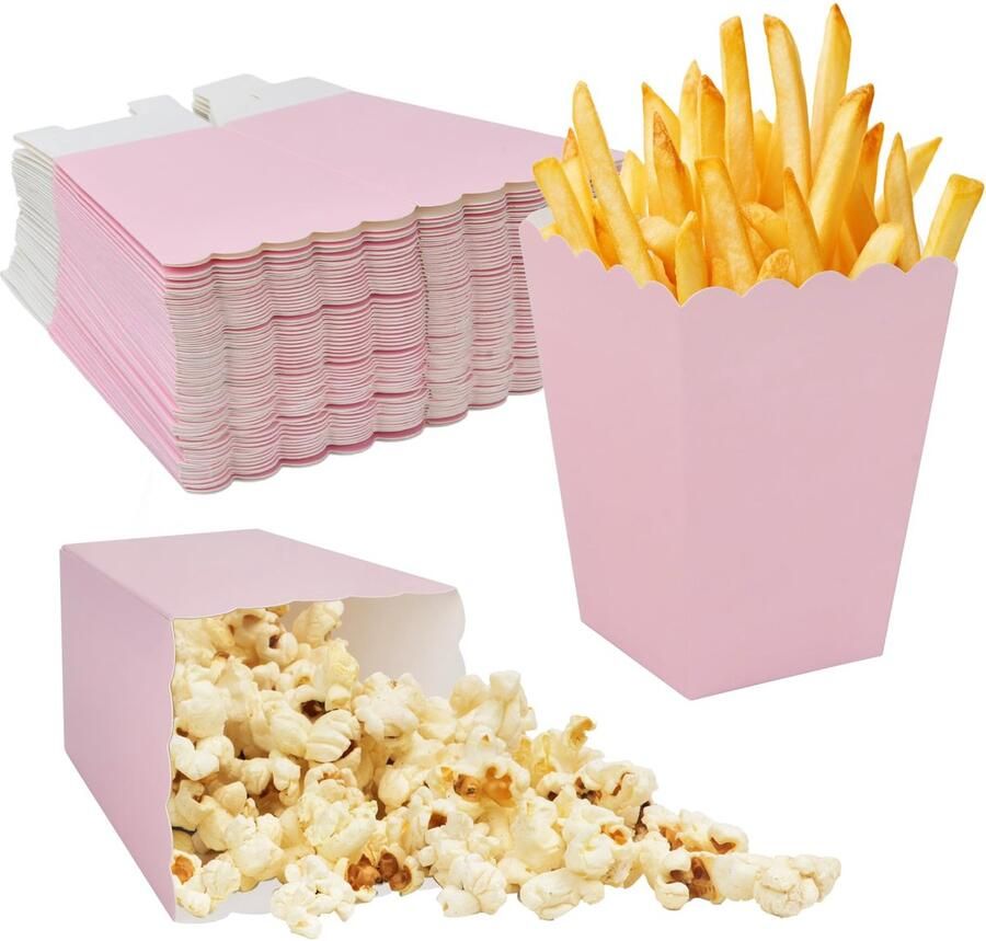 Dailygoods 50 Stuks Mini Popcorn Dozen Kartonnen Traktatiedozen in 4 Kleuren