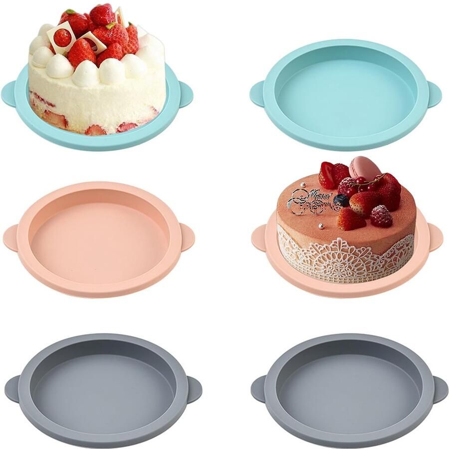 Dailygoods 6 Stuks Siliconen Bakvormen voor Heteluchtfriteuse Ronde Taartvormpjes 10 cm
