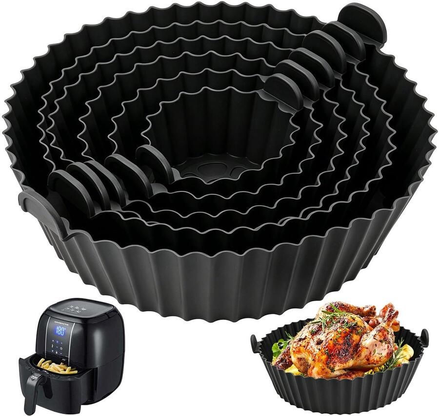Dailygoods 6 Stuks Siliconen Vorm voor Airfryer Herbruikbare Inzetstukken voor Heteluchtfriteuse