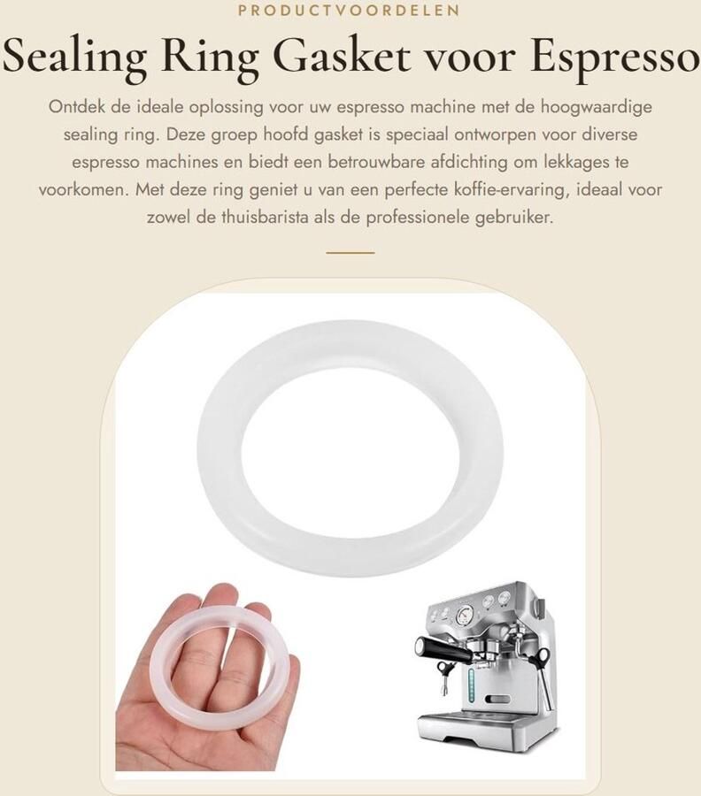 Dailygoods- Afdichtring Hoogwaardig Siliconenmateriaal Groepskoppakking Geschikt voor ESP8XL BES820XL Binnendiameter 4 9 cm Buitendiameter 5 7 cm 1 stuk Koffiemachine Afdichtring
