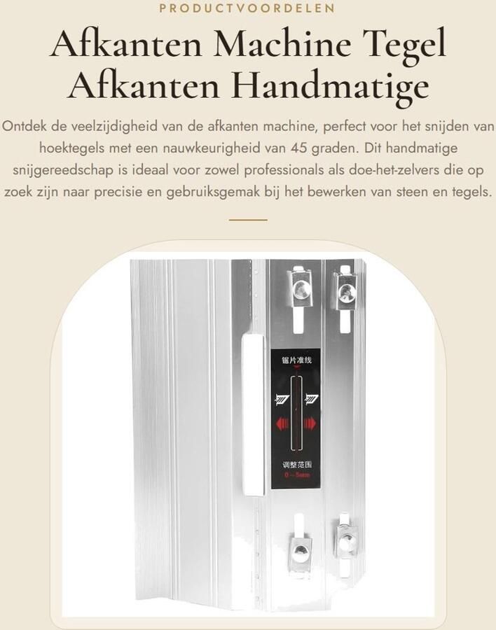 Dailygoods- Afkanten Machine 45 Graden Tegelafschuinmachine Handmatig Snijgereedschap Desktop Snijden Efficiënt en Duurzaam Nauwkeurig Ontwerp Tegelsnijder