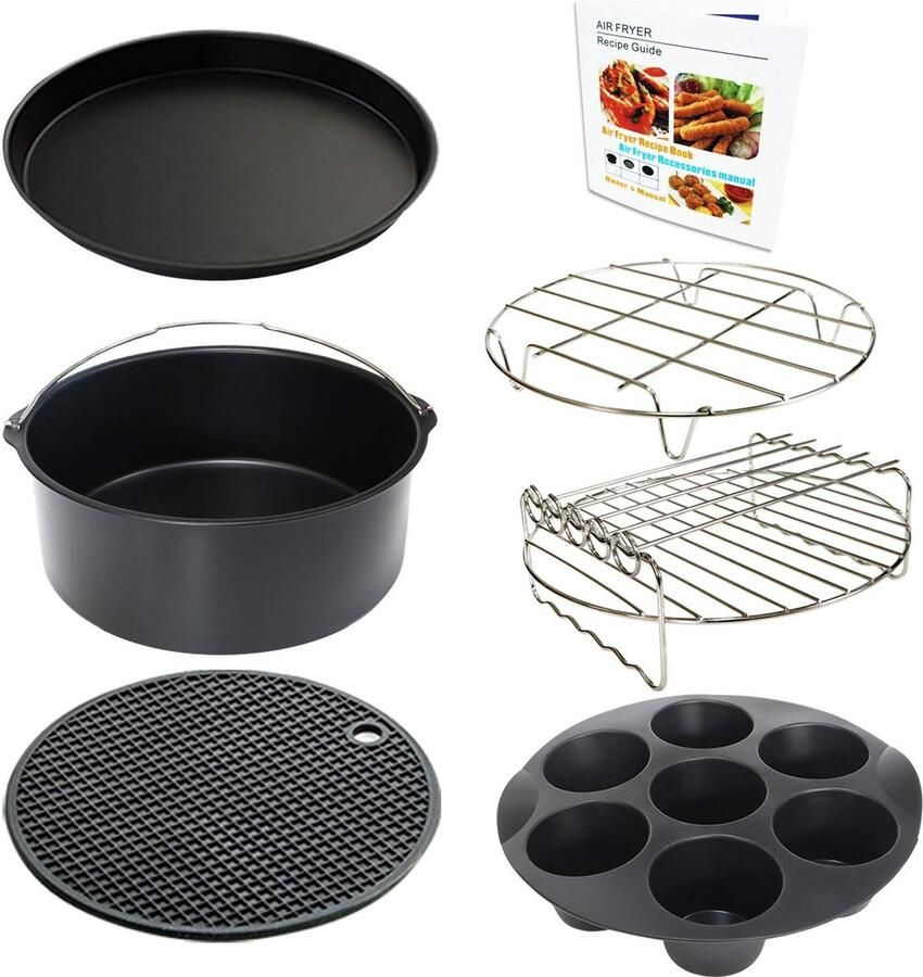 Dailygoods 9 Inch Air Fryer Accessoires XL 7 Stuks voor Bakken en Braden met Pannen