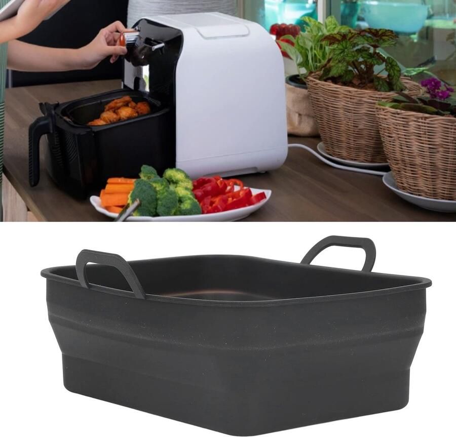 Dailygoods- Air Fryer Liner Reusable Silicone Antikleef Vervangingstray 24 x 18 cm Temperatuurbestendig tot 250℃ Fryerpot