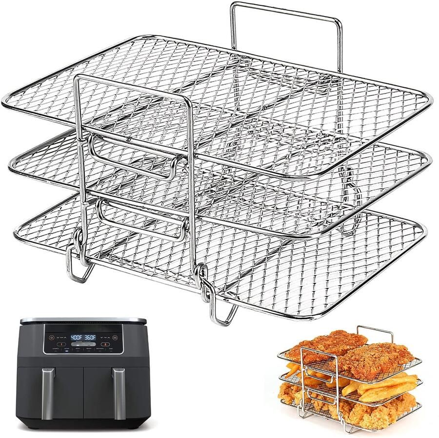 Dailygoods Air Fryer Racks voor Ninja Dual Drie Laags Kookrek