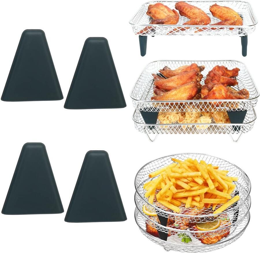 Dailygoods Air Fryer Stacking Rack Accessoires 4 Stuks Silicone Voeten voor Grill Racks