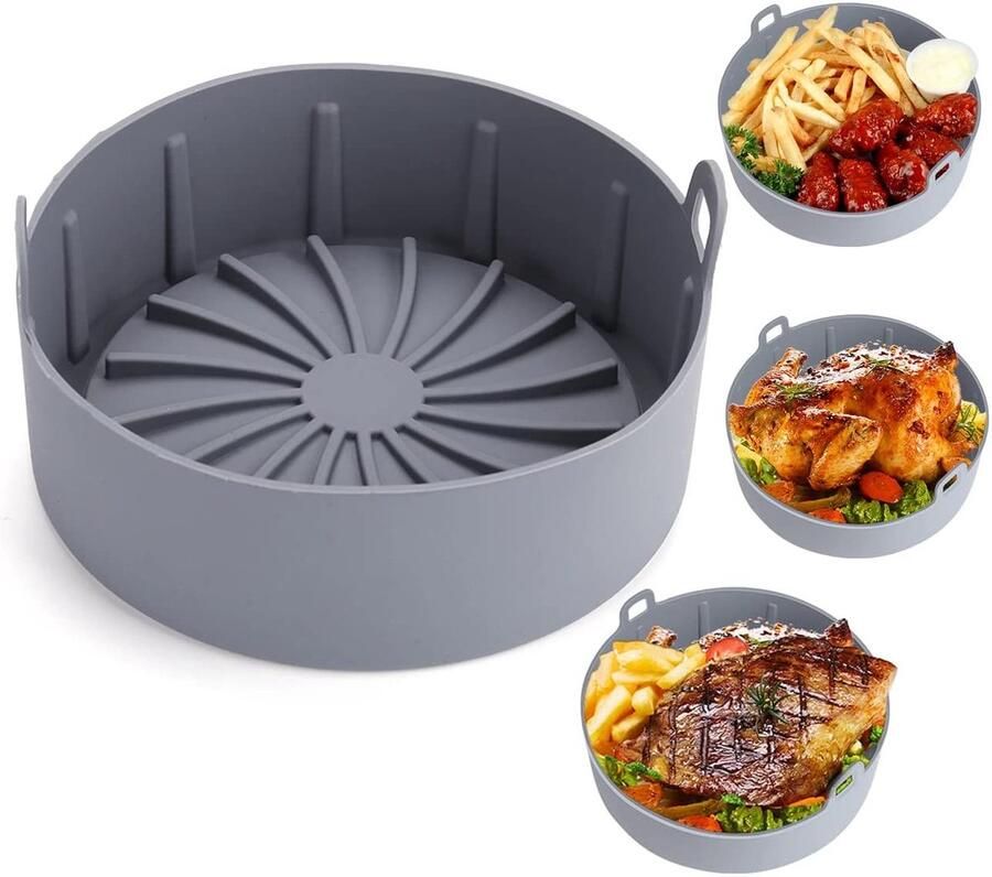 Aladdien Airfryer Liner Herbruikbare Siliconen Kom Non Stick Mand Grijs Vervanging voor Bakpapier Geschikt voor Bakken 7 5 Inch
