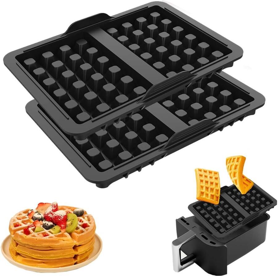 Dailygoods Airfryer Wafelvorm 2 Herbruikbare Siliconen Mallen voor Knapperige Wafels