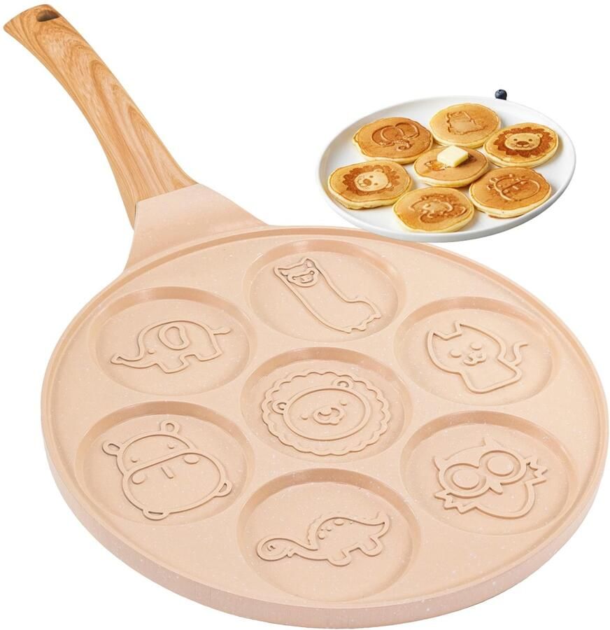 Omgoods Anti-aanbak Pancake Pan voor 7 Pannenkoeken Dierenontwerp
