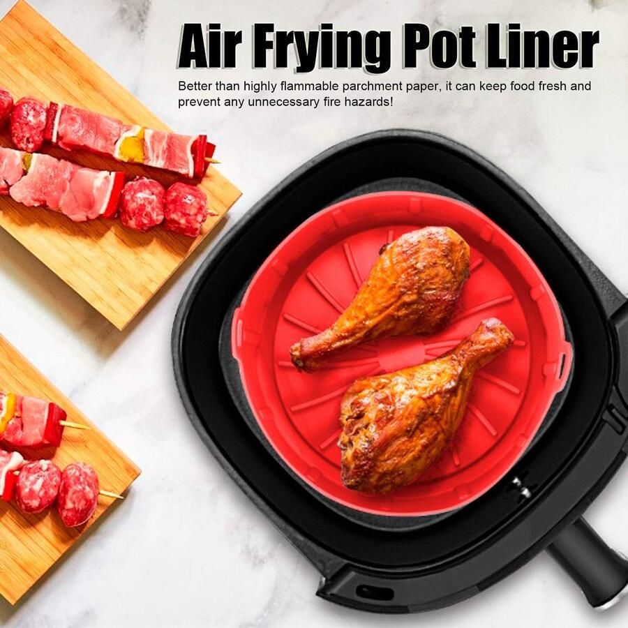 Dailygoods- Bakplaat Ronde 7.5 Inch Bakplaat voor Airfryer Herbruikbare Bakplaat Siliconen Bakplaat Vervanging van Perkamentpapier Antiaanbaklaag Airfryeraccessoires