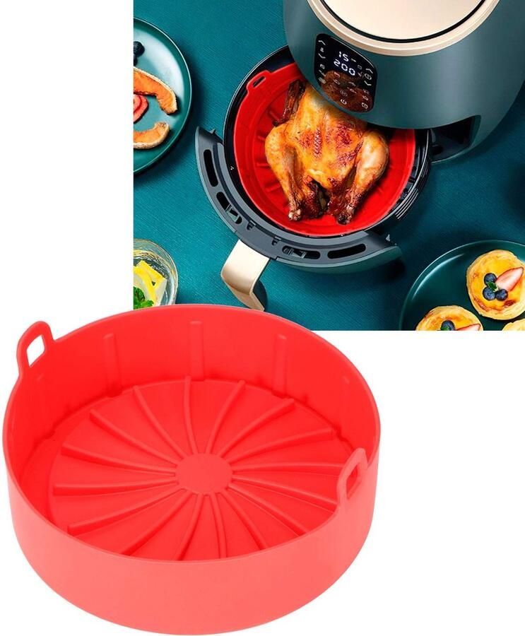 Dailygoods- Bakplaat Ronde 7.5 Inch Bakplaat voor Airfryer Herbruikbare Bakplaat Siliconen Bakplaat Vervanging van Perkamentpapier Antiaanbaklaag Airfryeraccessoires