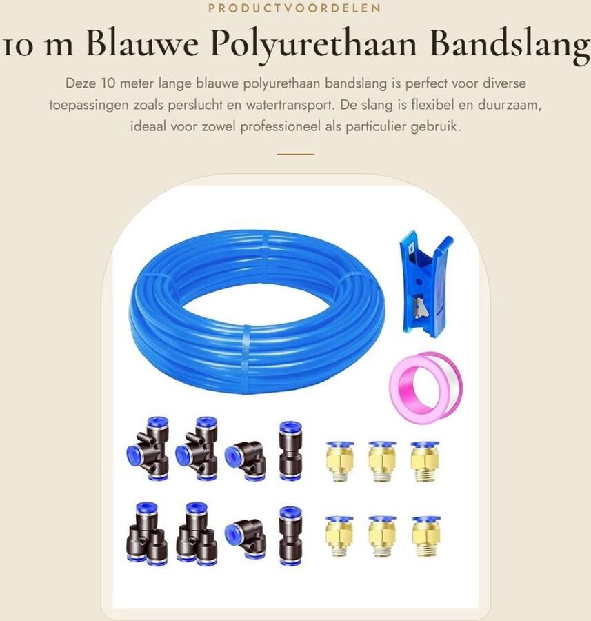 Dailygoods- Bandslang 10 m Polyurethaan Buitendiameter 10 mm 14