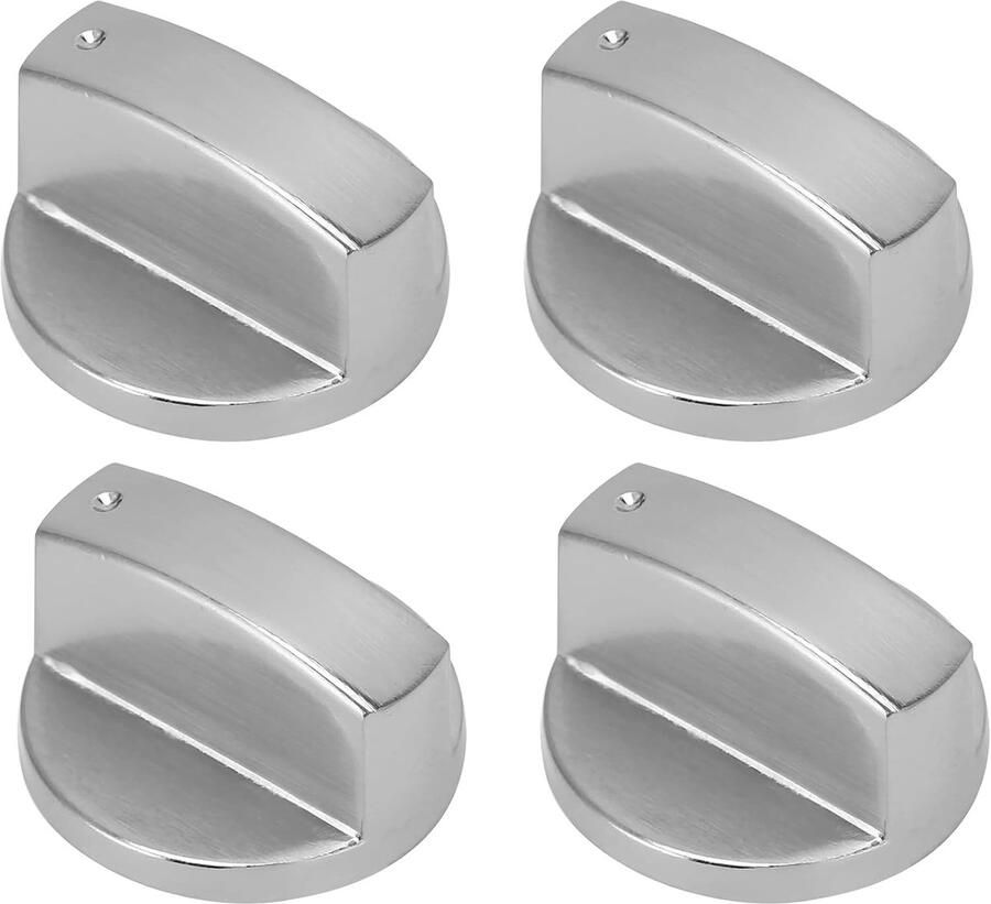 Dailygoods- Bedieningsknoppen 4 Stuks Fornuis Knoppen 6 mm Zilveren Adapters Roestvrij Staal Duurzaam Eenvoudig te Installeren Fornuisknop