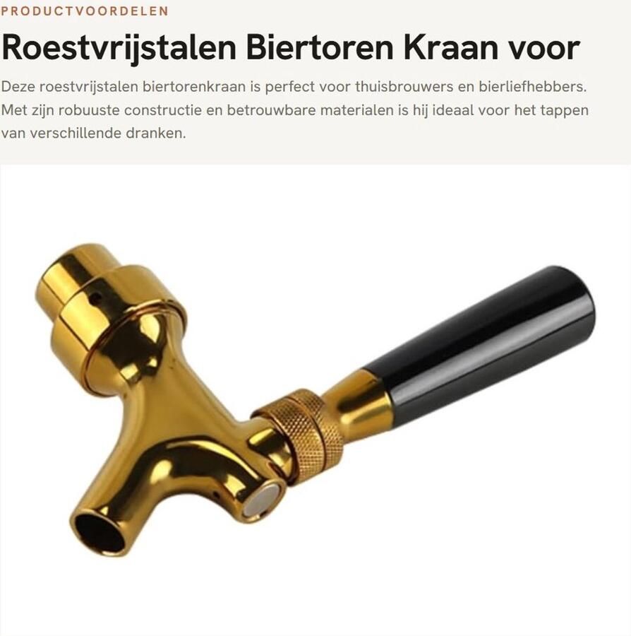 Dailygoods- Bierfustkraan Roestvrij Stalen Vervangende Bierfustkoppeling Messing Behuizing Voor Thuisbrouwmachines Veilig en Betrouwbaar Biertap
