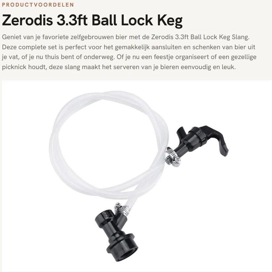 Dailygoods- Bierhose 3.3ft Ball Lock Keg Aansluiting Tap voor Feest Picknick Antilek Slang Lichtgewicht en Duurzaam Ideaal voor Thuisbrouwerij Bierleiding
