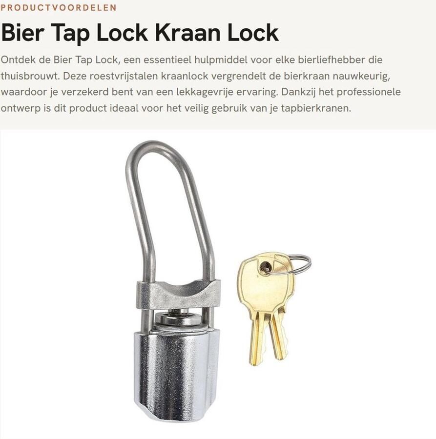 Dailygoods- Bierkraan Vergrendeling Roestvrij Staal Professioneel Ontwerp Lekvrij Eenvoudig te Installeren Duurzaam Gebruik Tapslot
