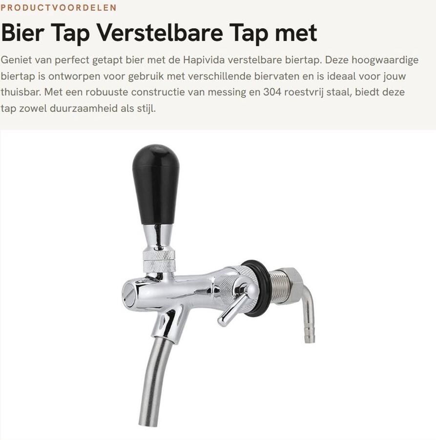 Dailygoods- Bierkraan Verstelbaar G5 8in Draad Messing Roestvrij Staal Inclusief 9 Accessoires Voor Thuisbar Geschikt voor Bierfusten Bierdispenser