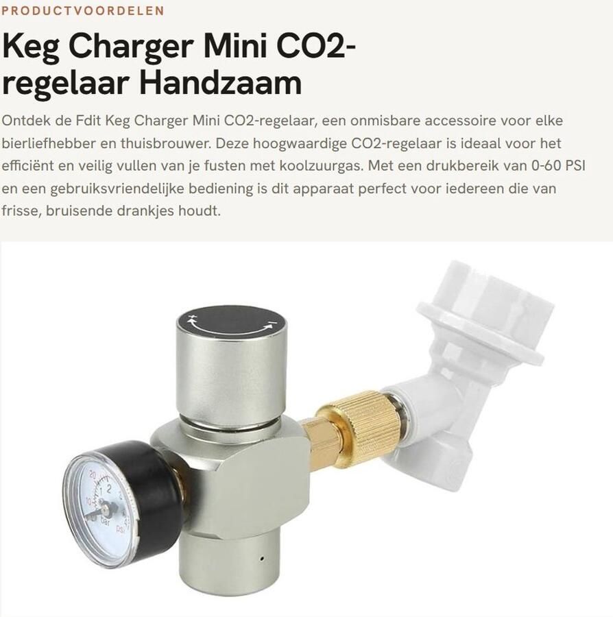 Dailygoods- Bierregelaar Hoogwaardige CO2-regelaar Drukbegrenzingsventiel 0-60 PSI Herbruikbare verpakking Aluminium Koper Eenvoudige bediening