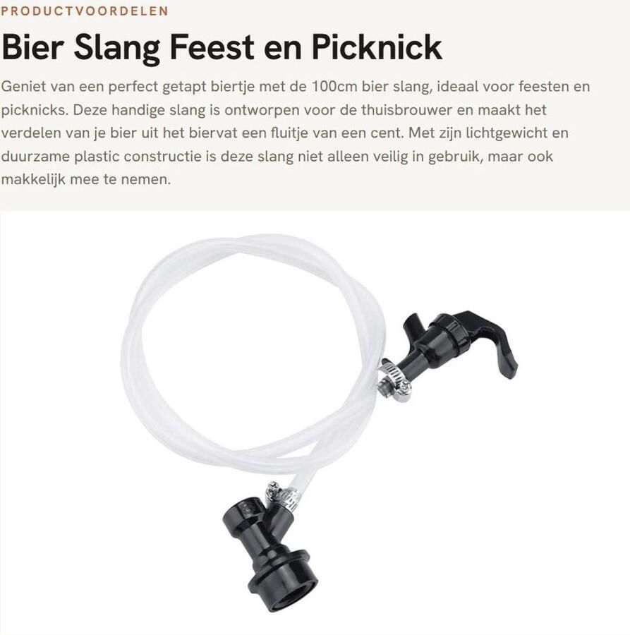 Dailygoods- Bierslang 100cm Drankdispenser Biertap Limonadetap Lichtgewicht Duurzaam materiaal Tapkraan