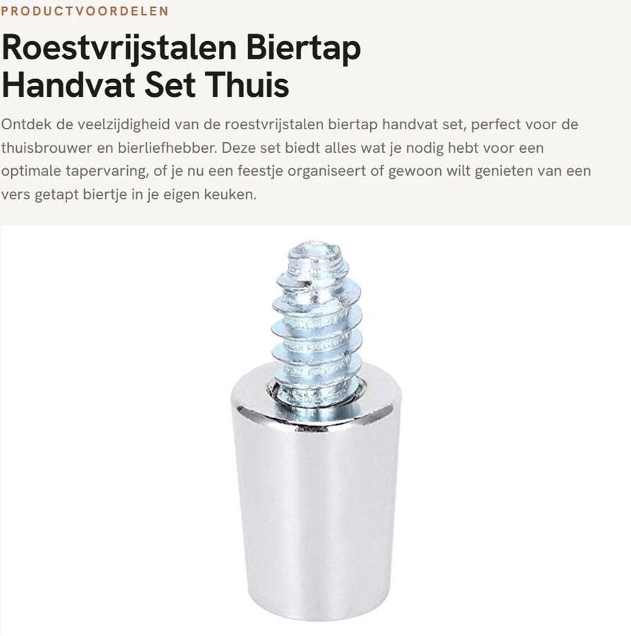 Dailygoods- Biertap Handgreepset Roestvrij Staal Thuis Brouwen Accessoires voor Keuken Bar Gewicht 25 g Afmetingen 5x3x2 cm Bierkraan