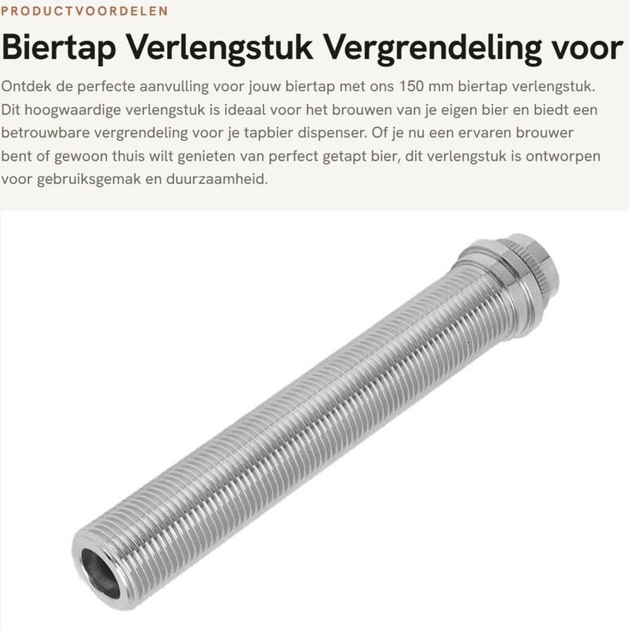 Dailygoods- Biertap Verlengstuk 150mm Biertap Vergrendeling Tapbier Dispenser G5 8 Verlengbuis Roestvrij Staal Duurzaam en Stevig