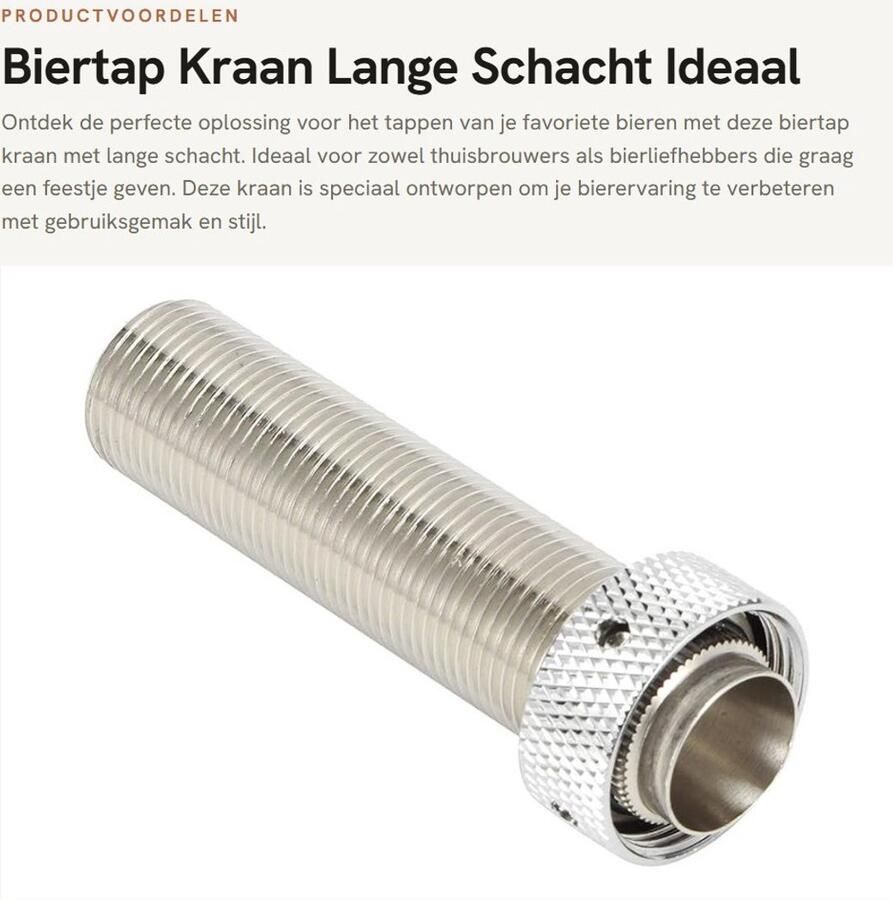 Dailygoods- Biertapkraan Lange Schacht 98 5mm Roestvrij Staal G5 8in Draad Tapbier Kraan Homebrew Apparatuur Hoogwaardige Kwaliteit Biertap
