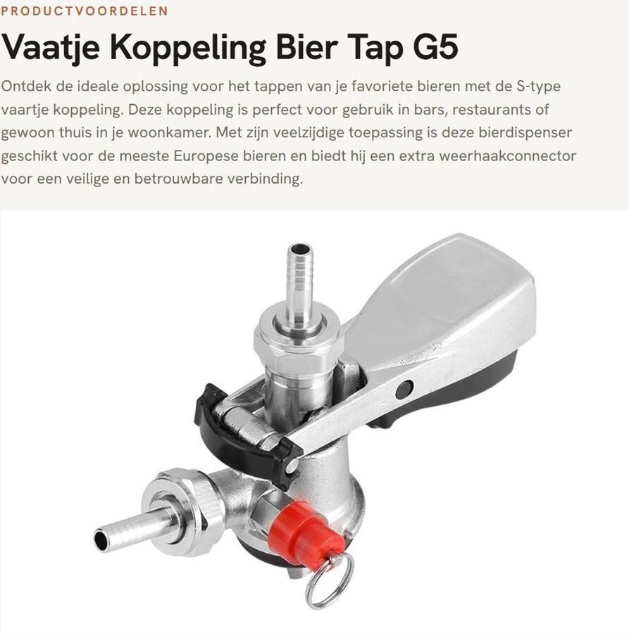 Dailygoods- Biervat Koppeling S-Type Bier Dispenser Koppeling voor Thuis Geschikt voor Bar Restaurant Eenvoudig in Gebruik Brede Toepassing Bierdispenser